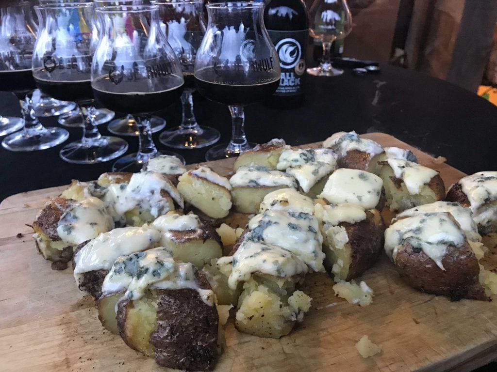 Smashed Blue-cheese potatoes