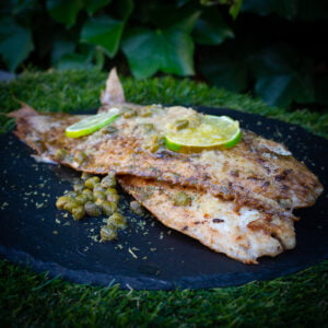 sliptong a la meuniere op de barbecue